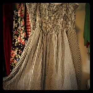 Gingham black and white dress.